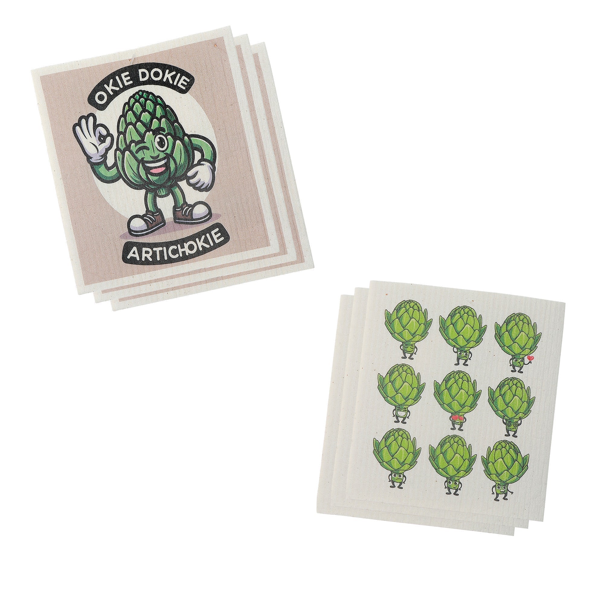 Swedish Dish Cloth 2Pc Okie Dokie Artichoke Assorted Set Of 6, Okie Dokie Artichoke Swedish Dish Cloth Set, Eco Friendly Kitchen Cloths