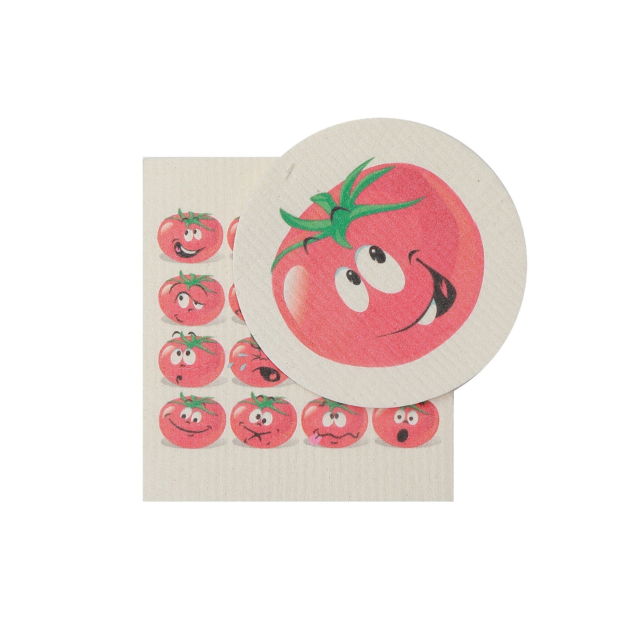 Swedish Circle & Square Dish Cloth 2Pc Tomato Assorted Set Of 6, Tomato Print Swedish Dish Cloth Set, Reusable Kitchen Wipes