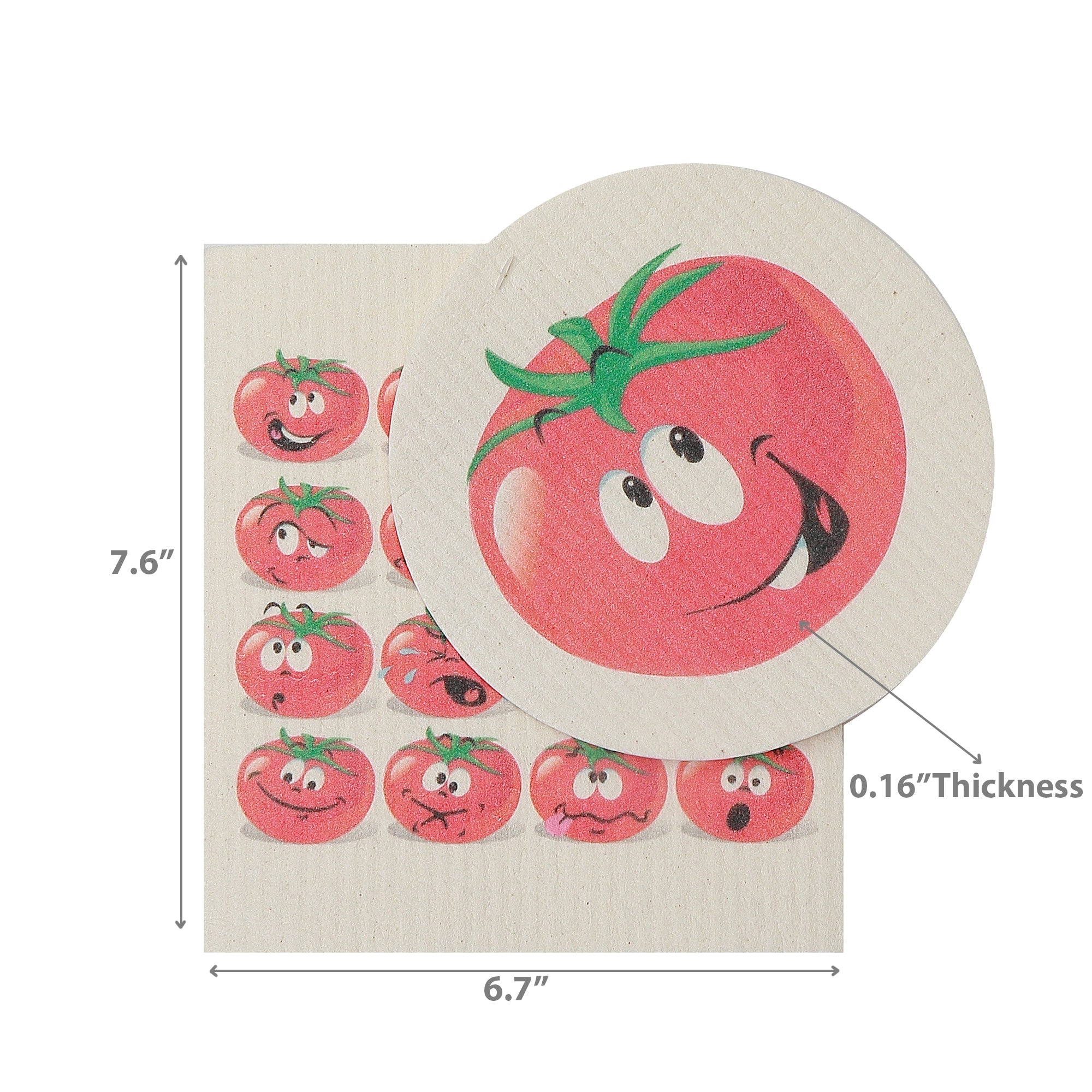 Swedish Circle & Square Dish Cloth 2Pc Tomato Assorted Set Of 6, Tomato Print Swedish Dish Cloth Set, Reusable Kitchen Wipes