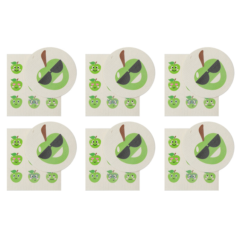 Swedish Circle & Square Dish Cloth 2Pc Green Apple Assorted - Set of 6
