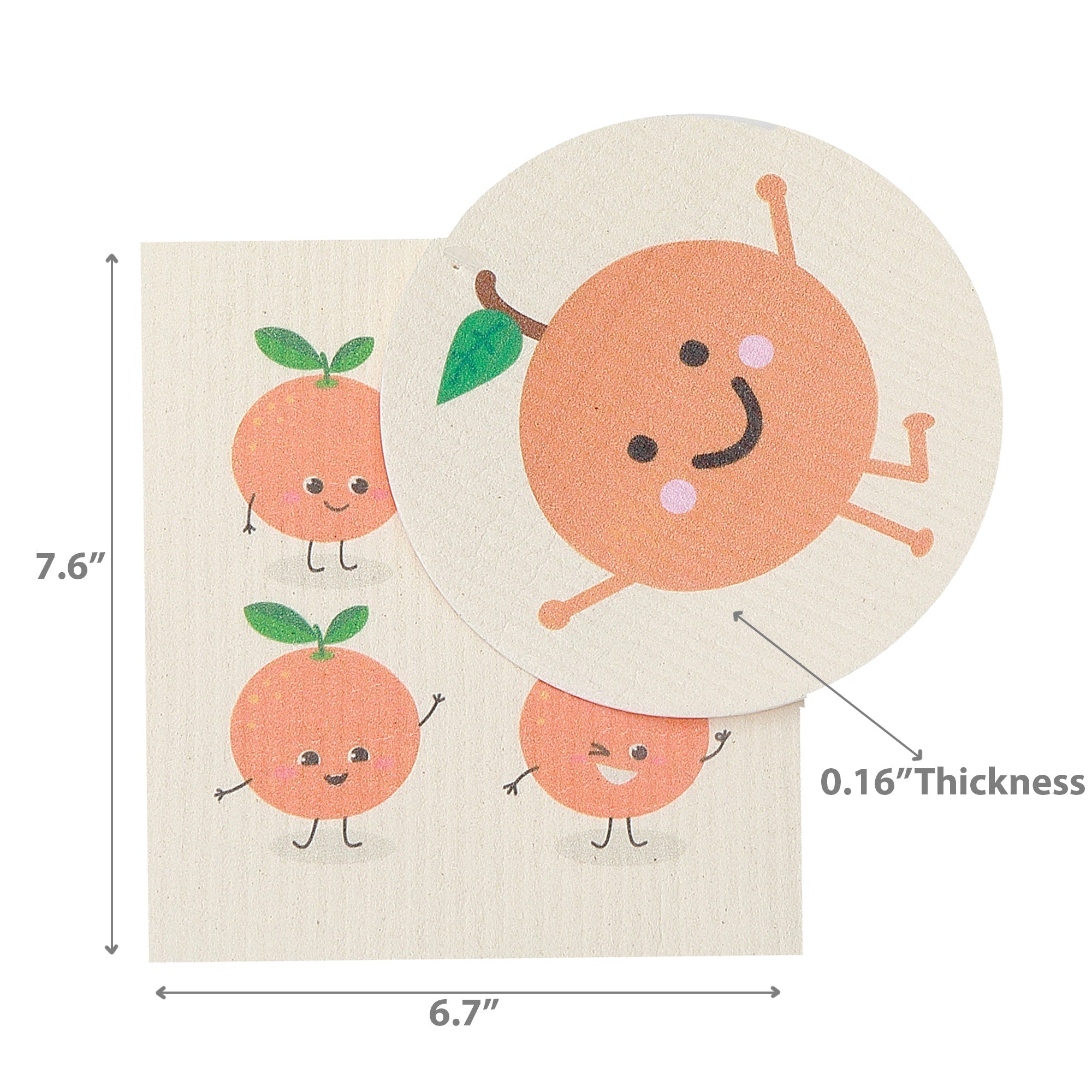 Swedish Circle & Square Dish Cloth 2Pc Orange Assorted Set Of 6, Orange Design Swedish Dish Cloth Set, Reusable Cleaning Cloths