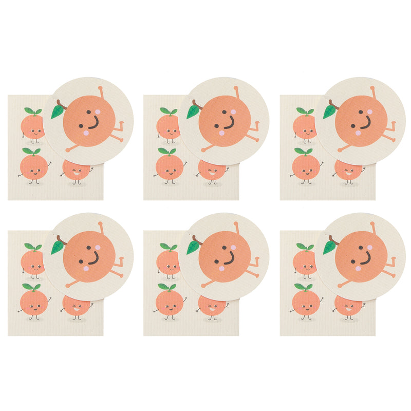 Swedish Circle & Square Dish Cloth 2Pc Orange Assorted - Set of 6