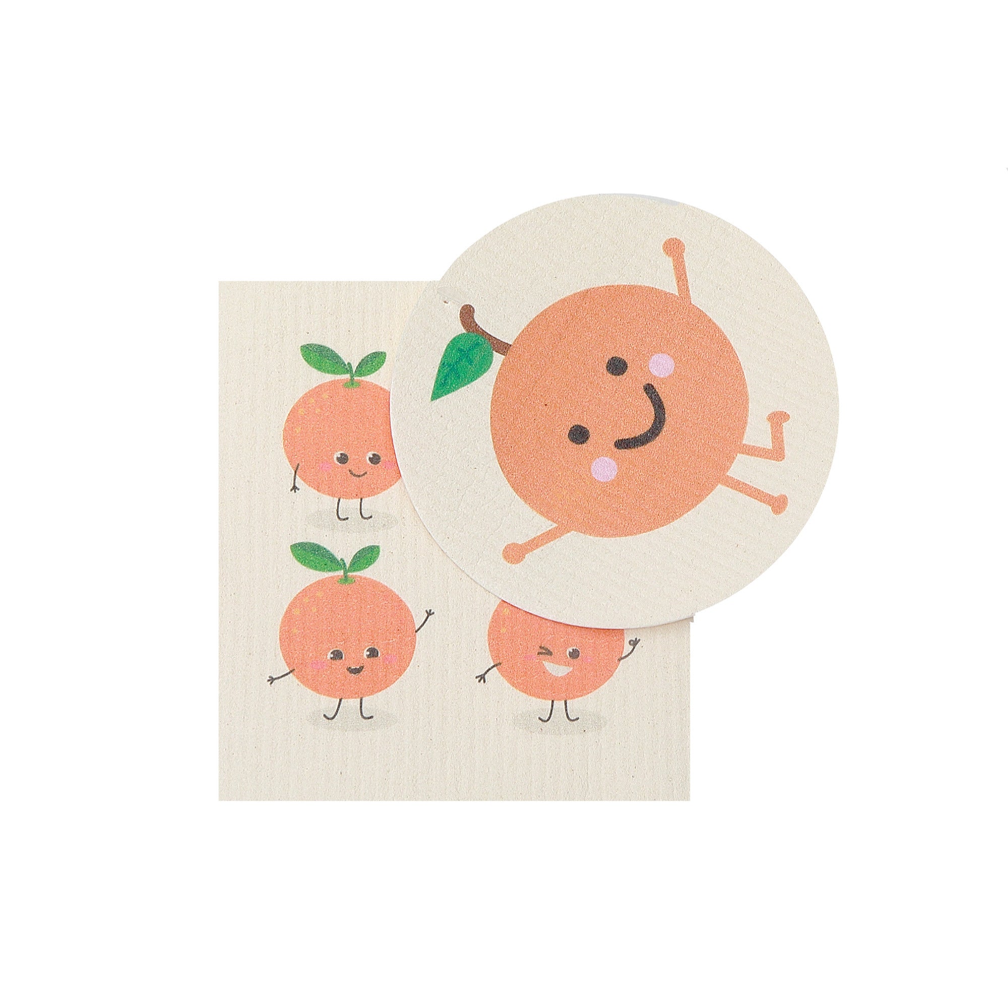 Swedish Circle & Square Dish Cloth 2Pc Orange Assorted Set Of 6, Orange Design Swedish Dish Cloth Set, Reusable Cleaning Cloths