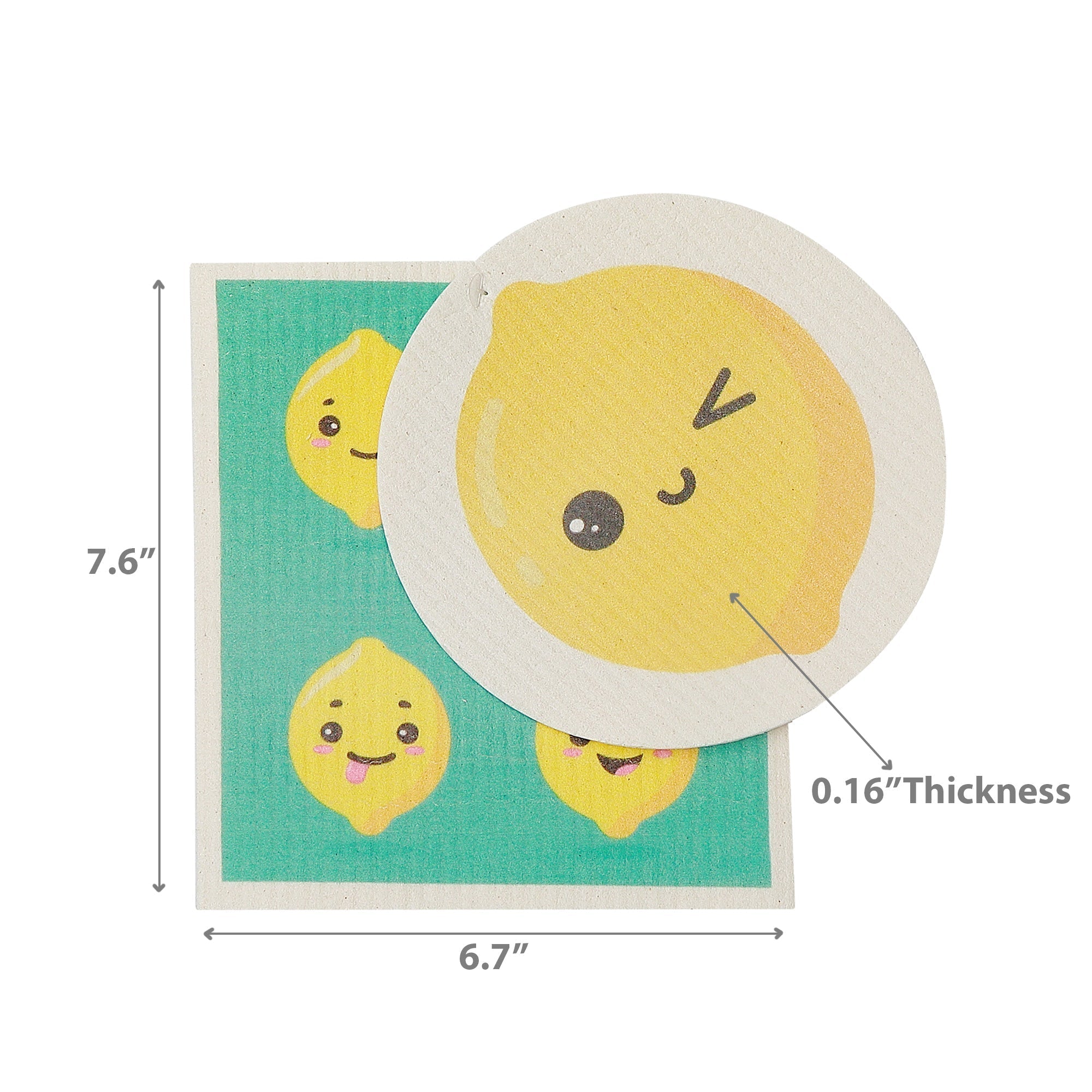 Swedish Circle & Square Dish Cloth 2Pc Lemon Assorted Set Of 6, Lemon Print Swedish Dish Cloth Set, Eco Friendly Kitchen Cloths
