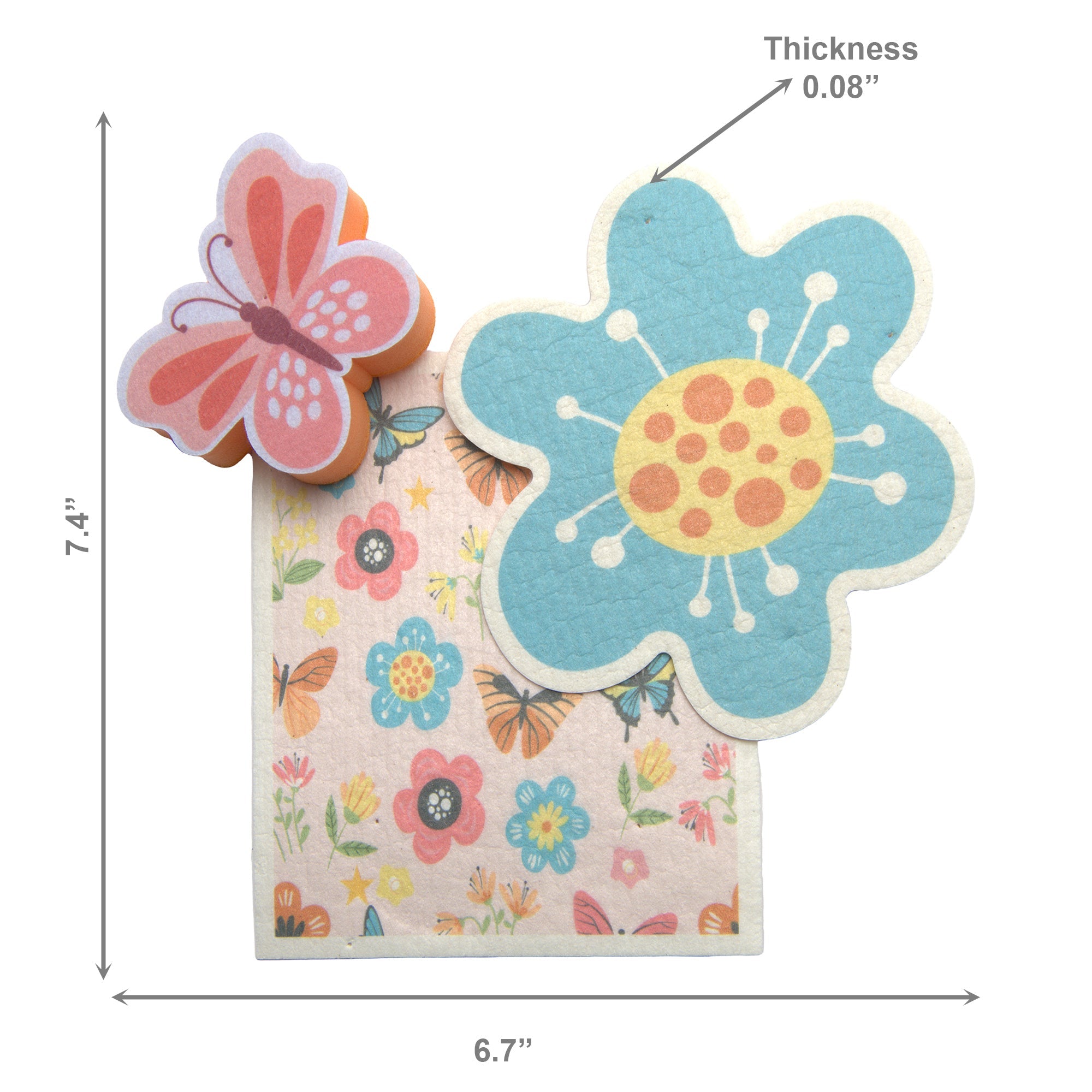 Spring Bloom Floral Dish Cloth and Sponge Cleaning Set - Set of 6