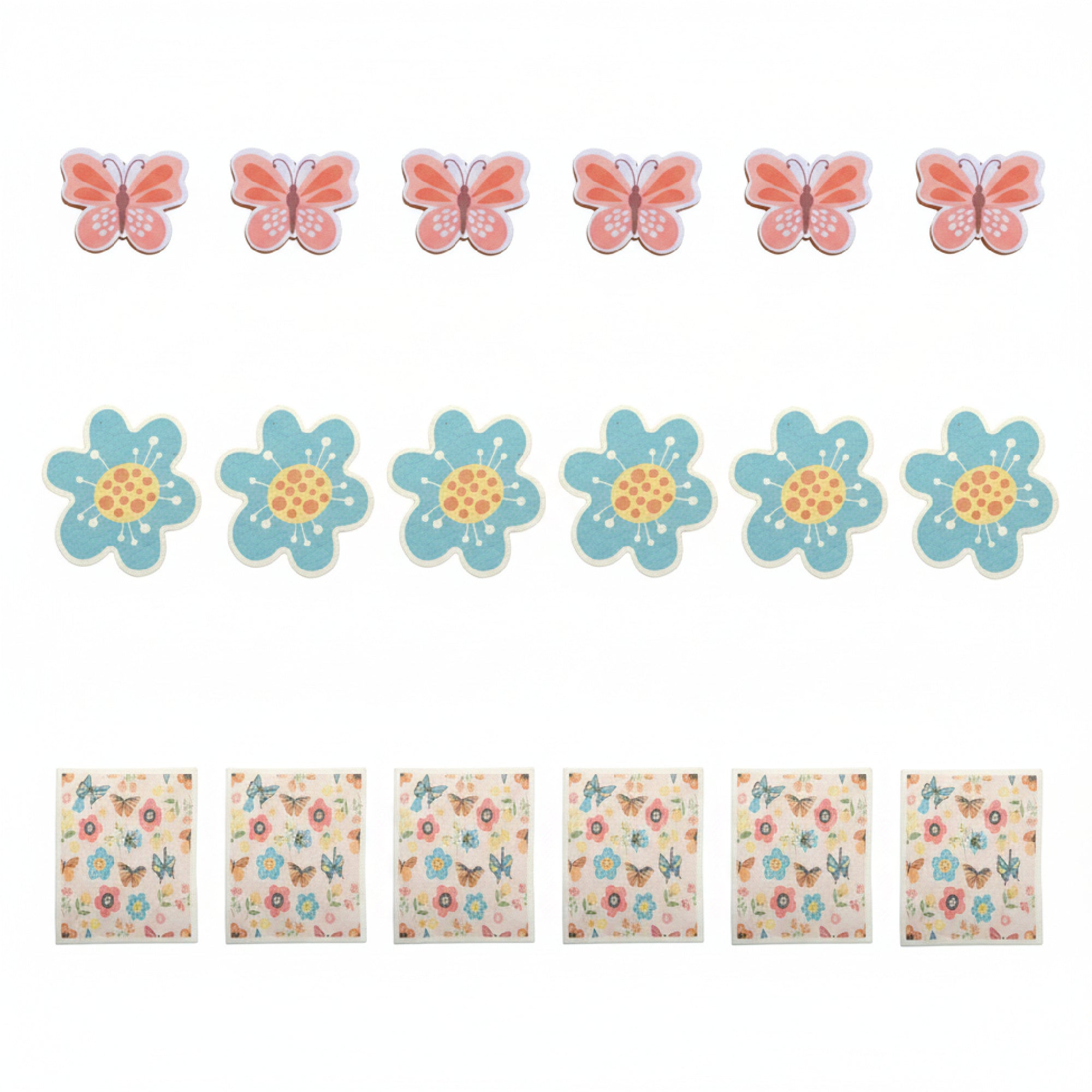 Spring Bloom Floral Dish Cloth and Sponge Cleaning Set - Set of 6