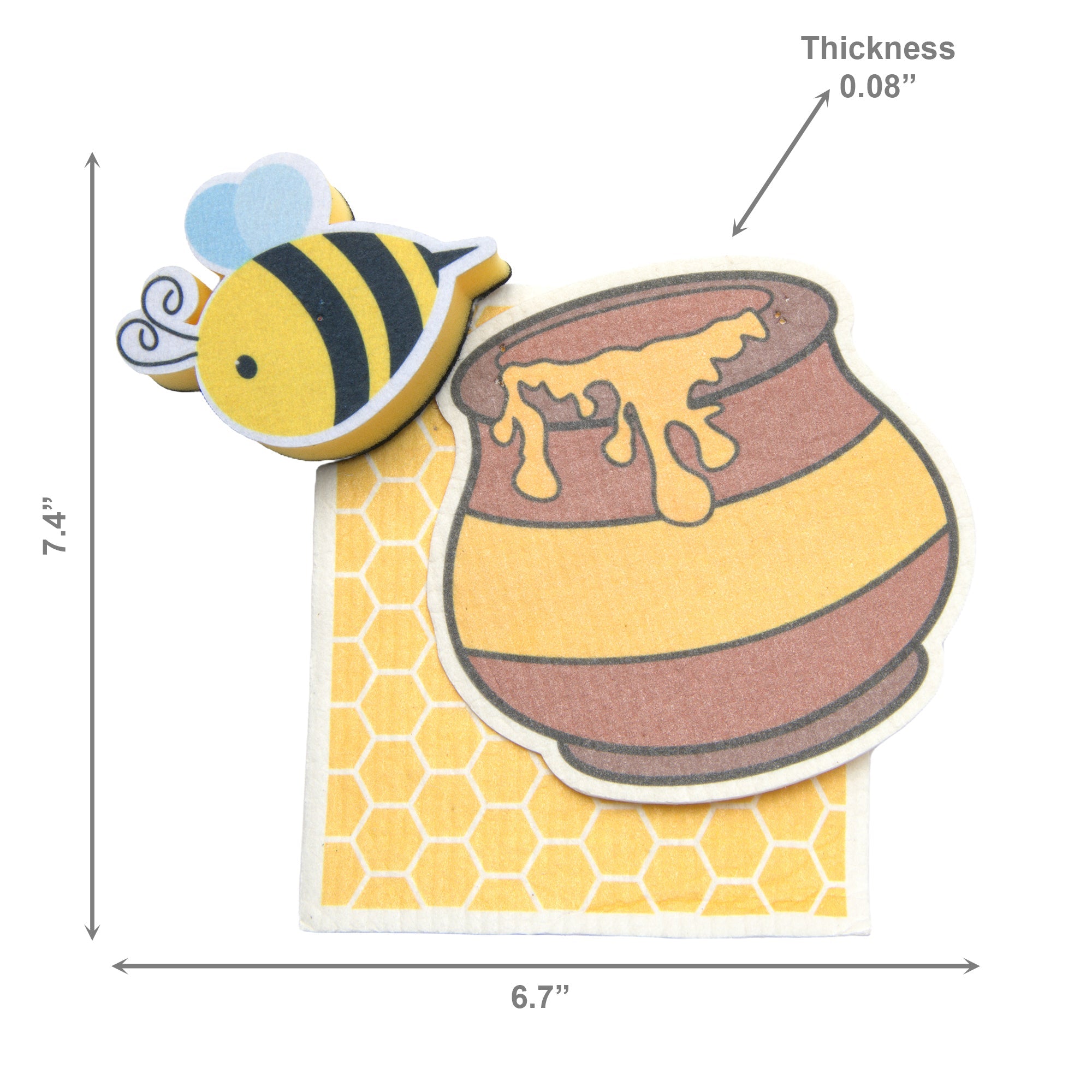 Honey Bee Theme Dish Cloth and Sponge Cleaning Set - Set of 6