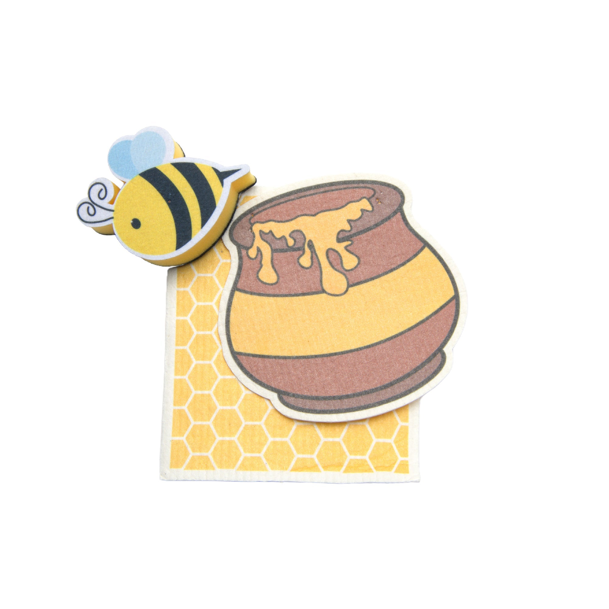 Honey Bee Theme Dish Cloth and Sponge Cleaning Set - Set of 6