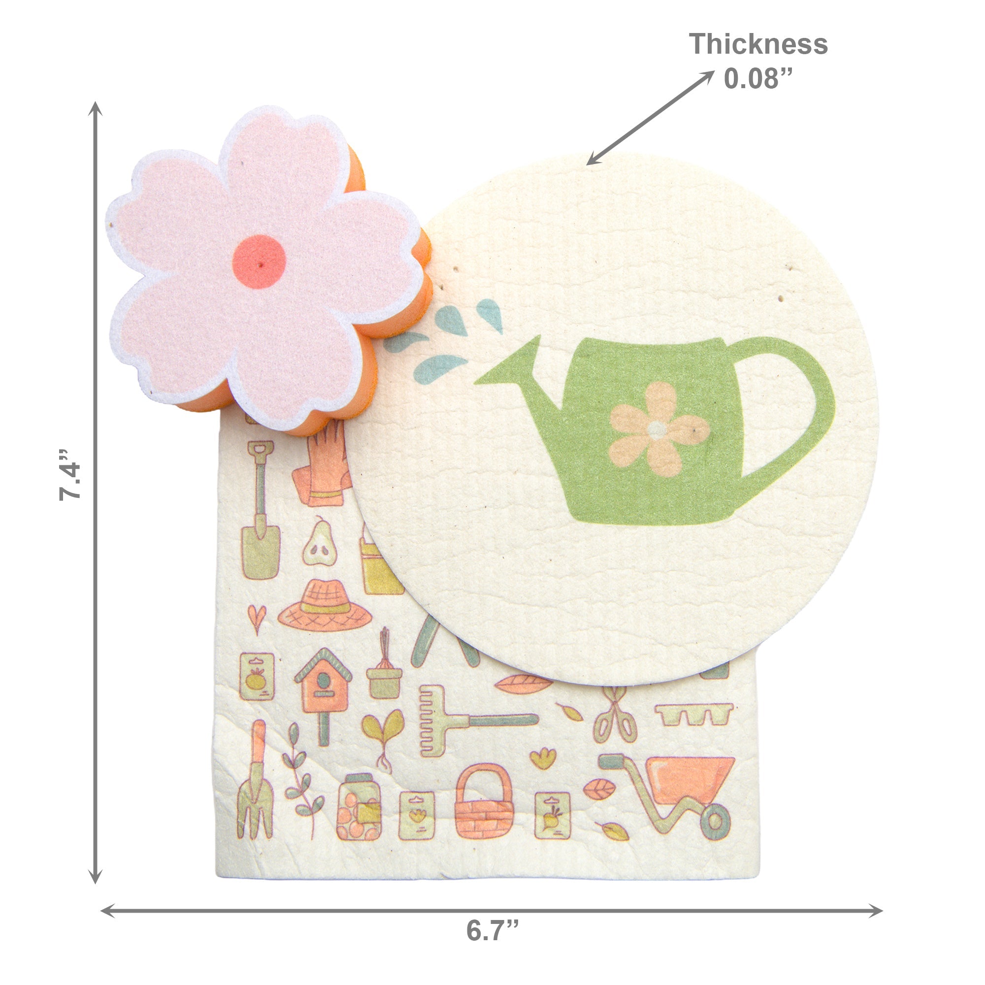 Spring Garden Print Dish Cloth and Sponge Cleaning Set - Set of 6