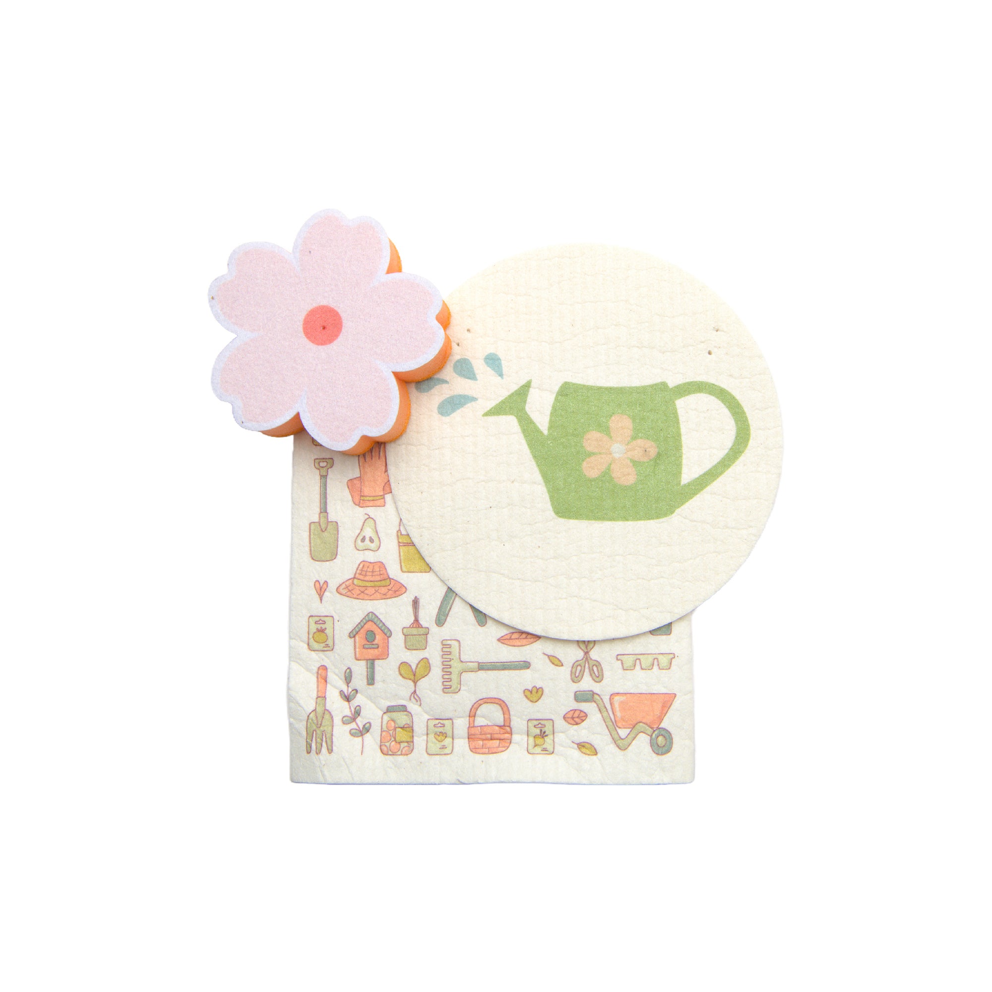 Spring Garden Print Dish Cloth and Sponge Cleaning Set - Set of 6