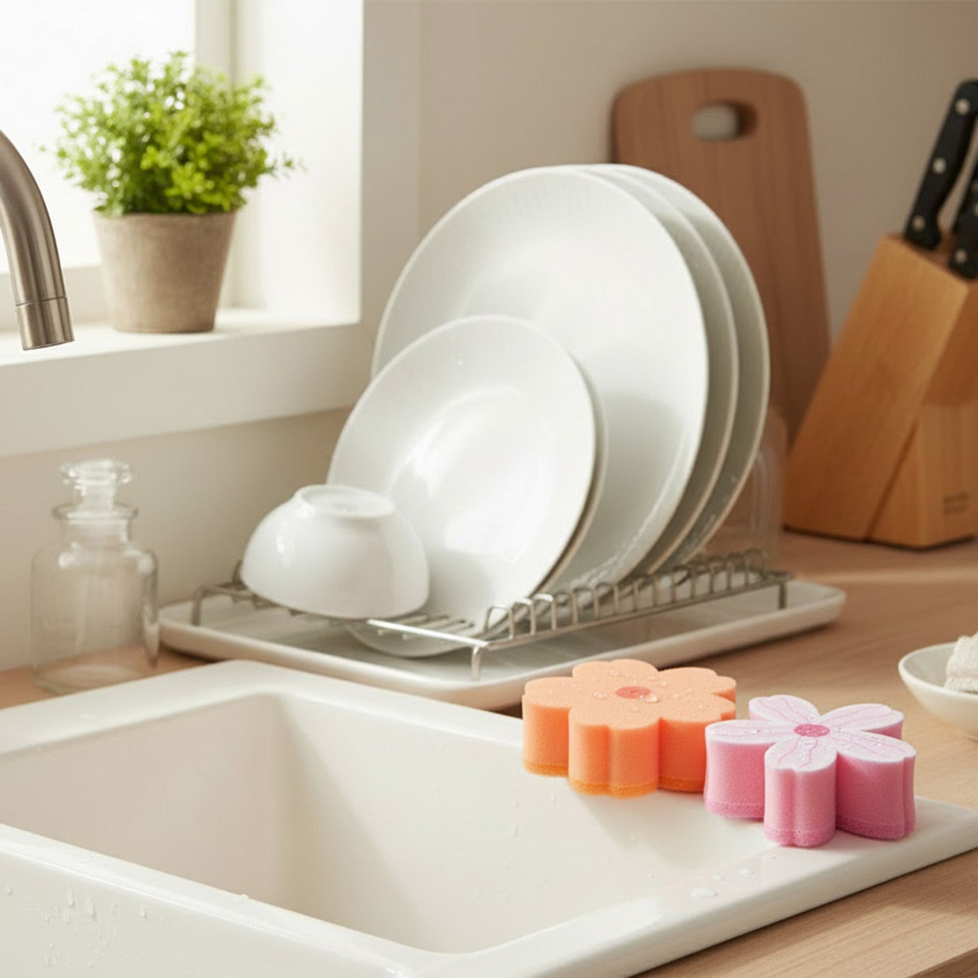 Flower-Shaped Decorative Kitchen Sponge Set - Set of 2