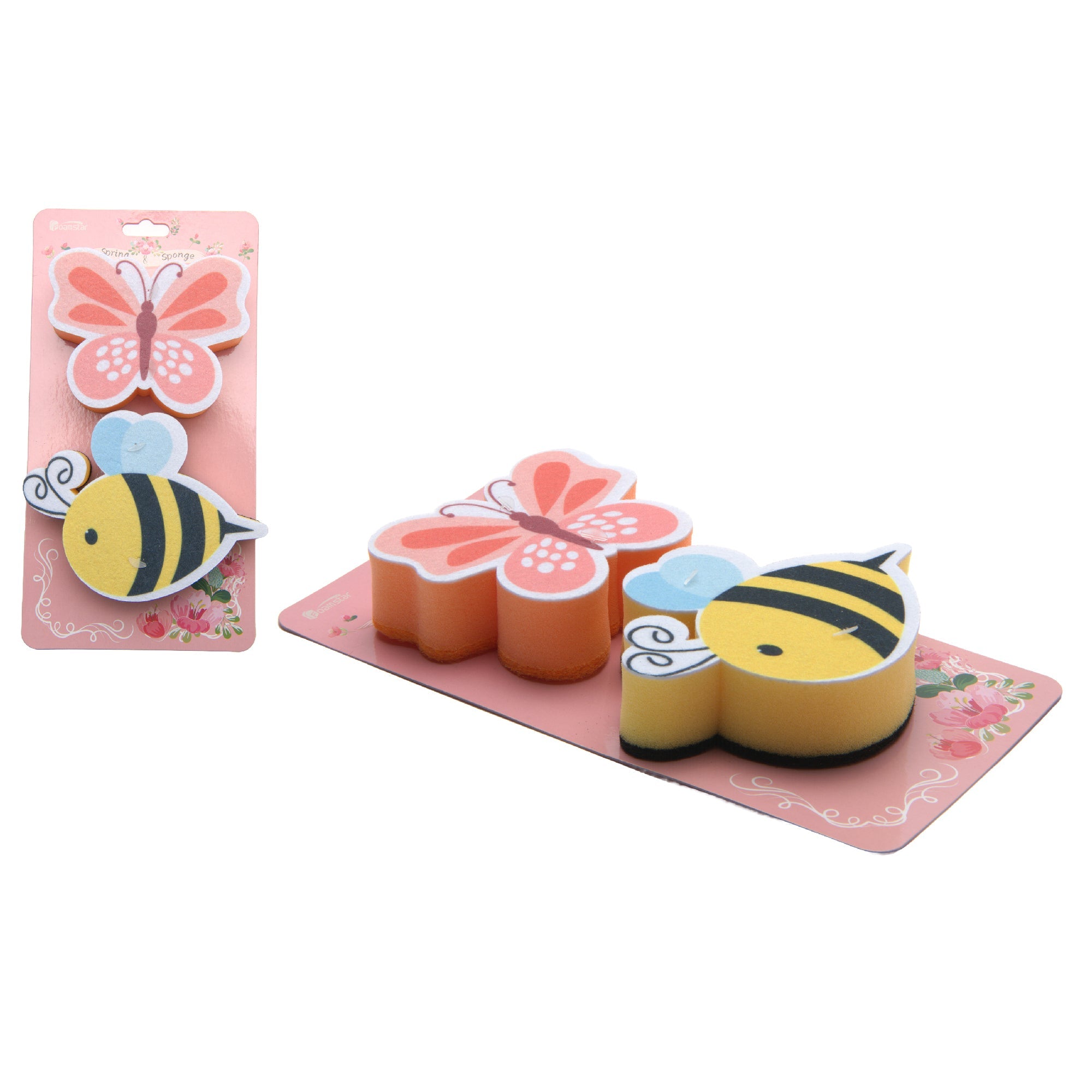 Butterfly and Bee Themed Kitchen Sponge Set - Set of 2