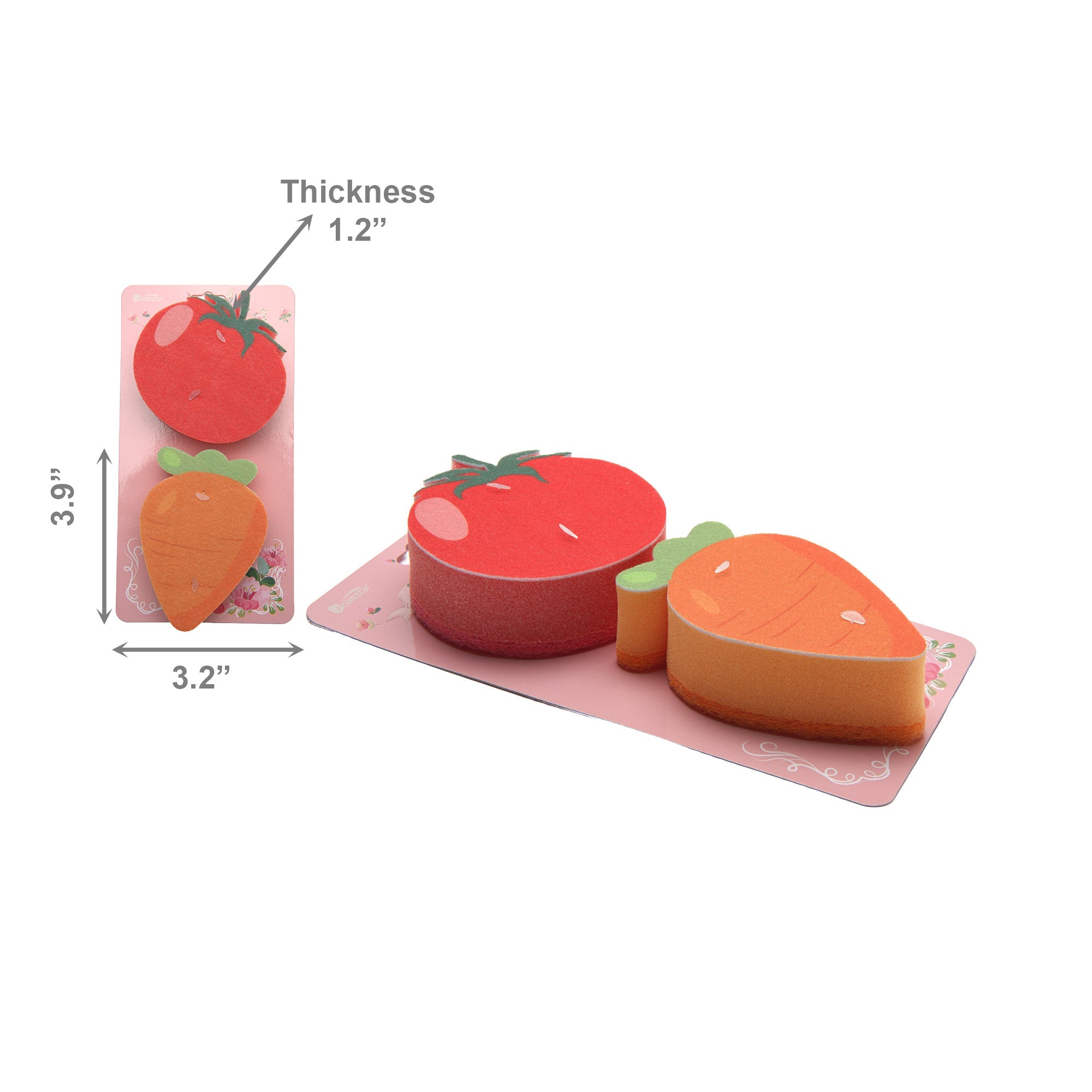 Tomato and Carrot Vegetable Kitchen Sponge Set - Set of 2