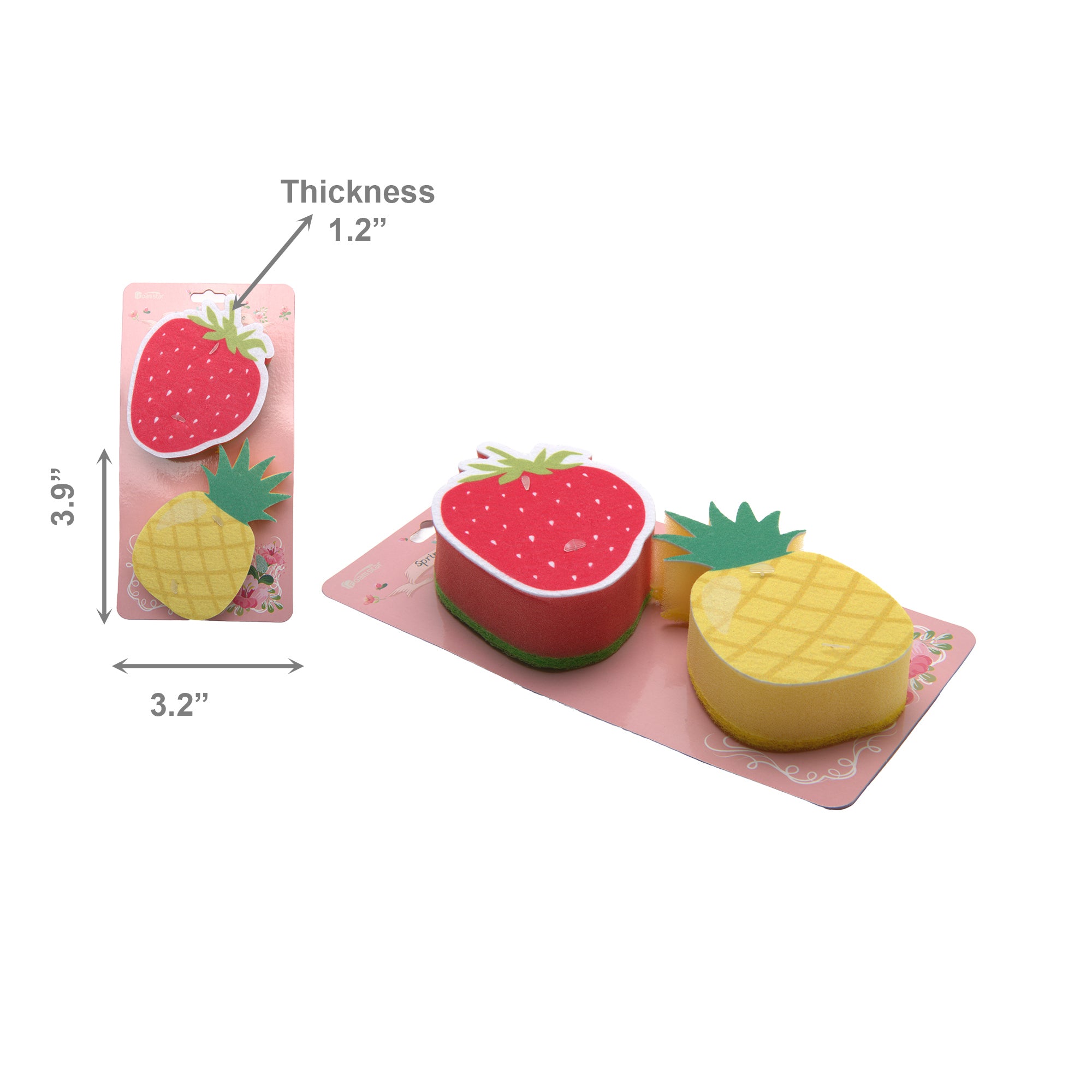 Strawberry and Pineapple Fruit Kitchen Sponge Set - Set of 2