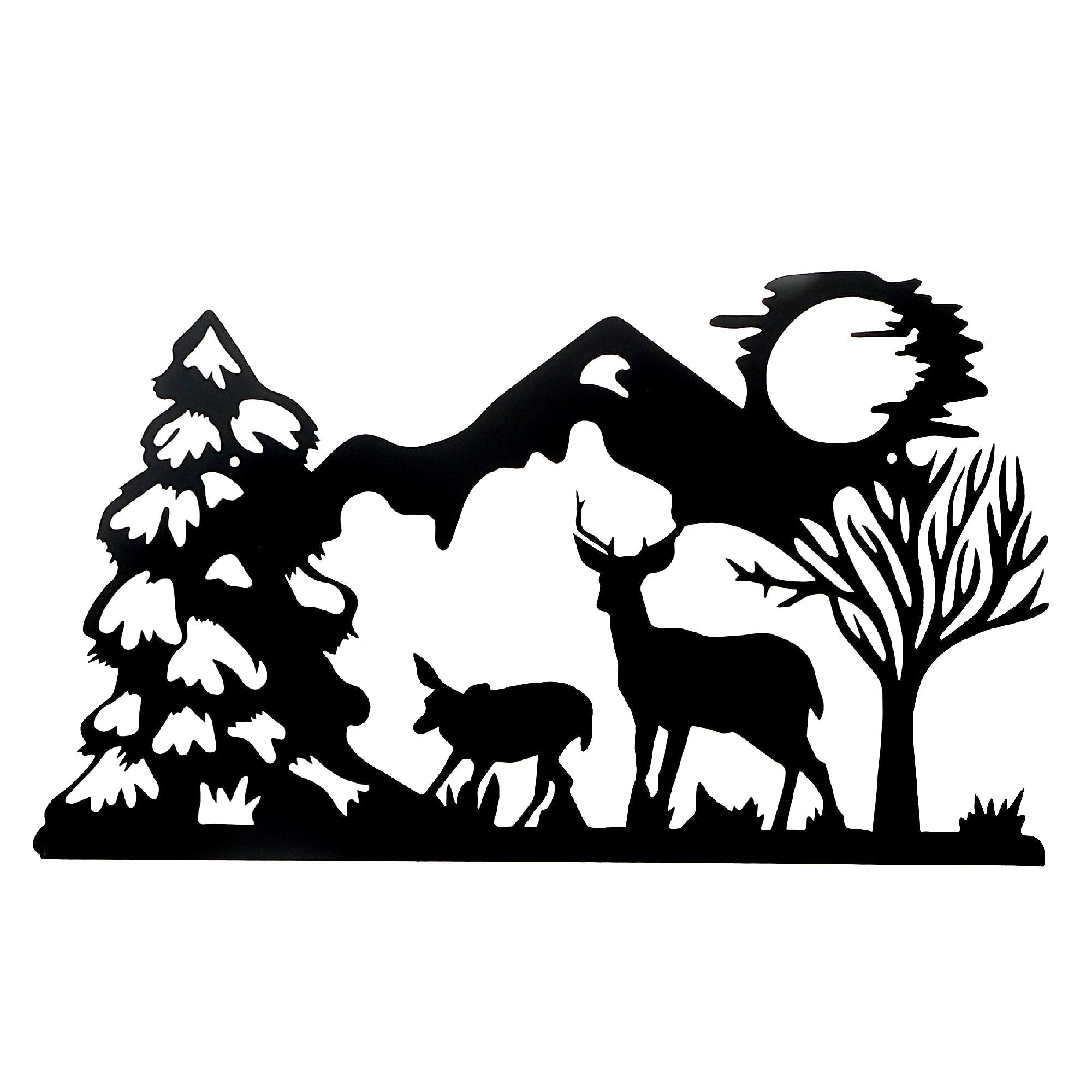 Metal Black Wall Decor Deer On A Stroll, Wildlife Wall Art, Rustic Home Accent