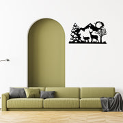 Metal Black Wall Decor Deer On A Stroll, Wildlife Wall Art, Rustic Home Accent