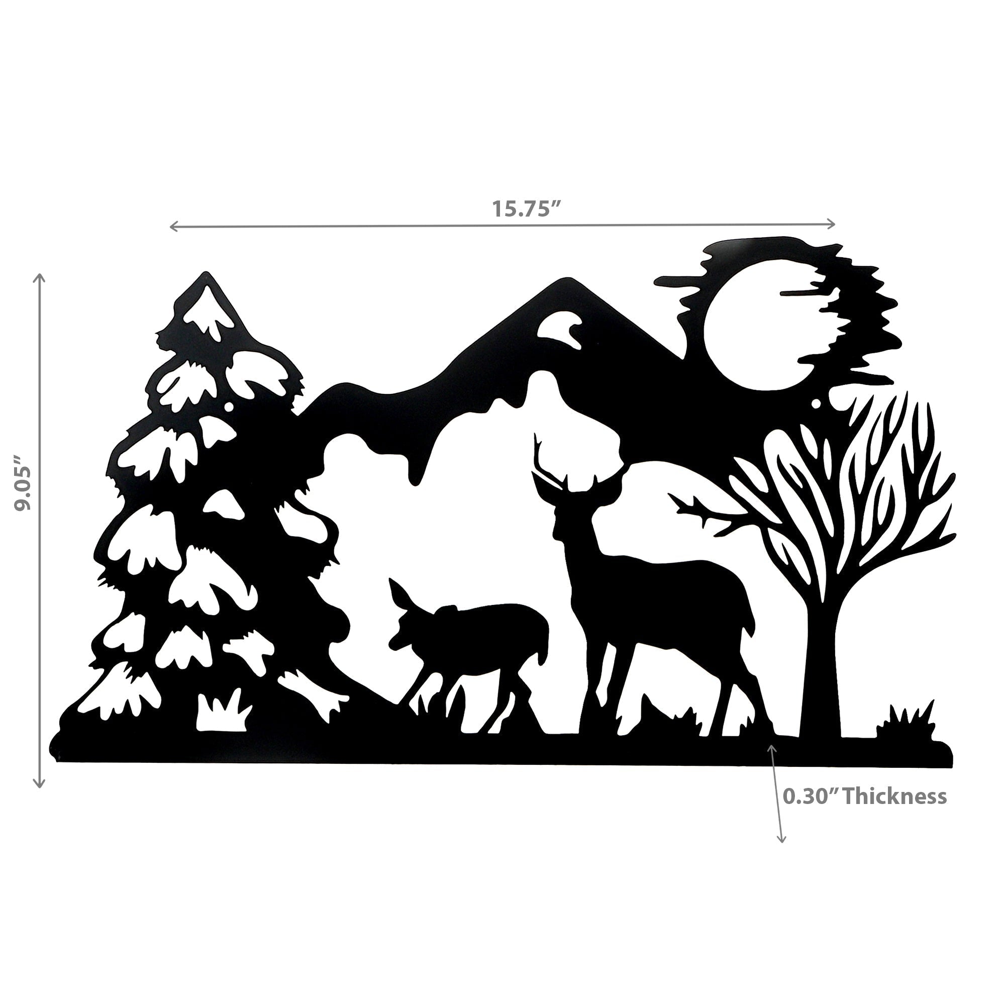 Metal Black Wall Decor Deer On A Stroll, Wildlife Wall Art, Rustic Home Accent