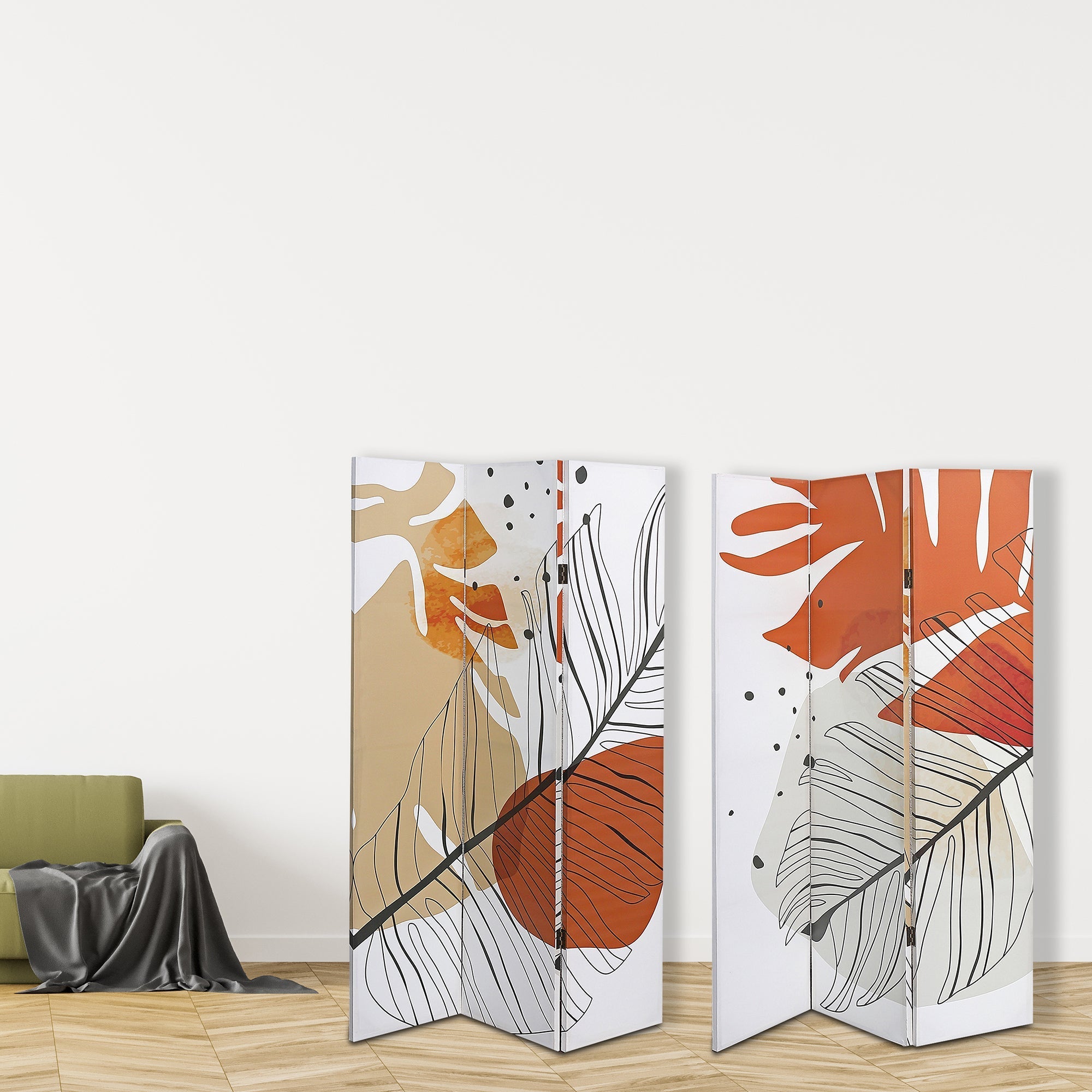 Double Sided Canvas Screen Heather, Decorative Folding Room Divider, Home Accent