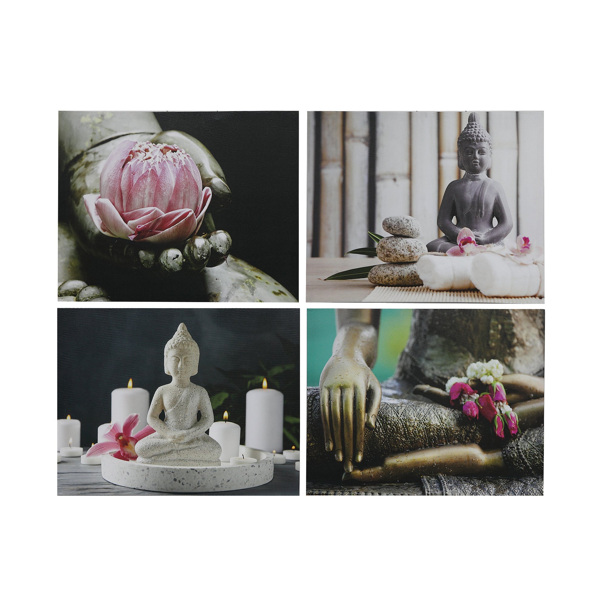 Canvas Wall Art Zen Buddha Set Of 4, Modern Wall Decor, Relaxing Home Accent