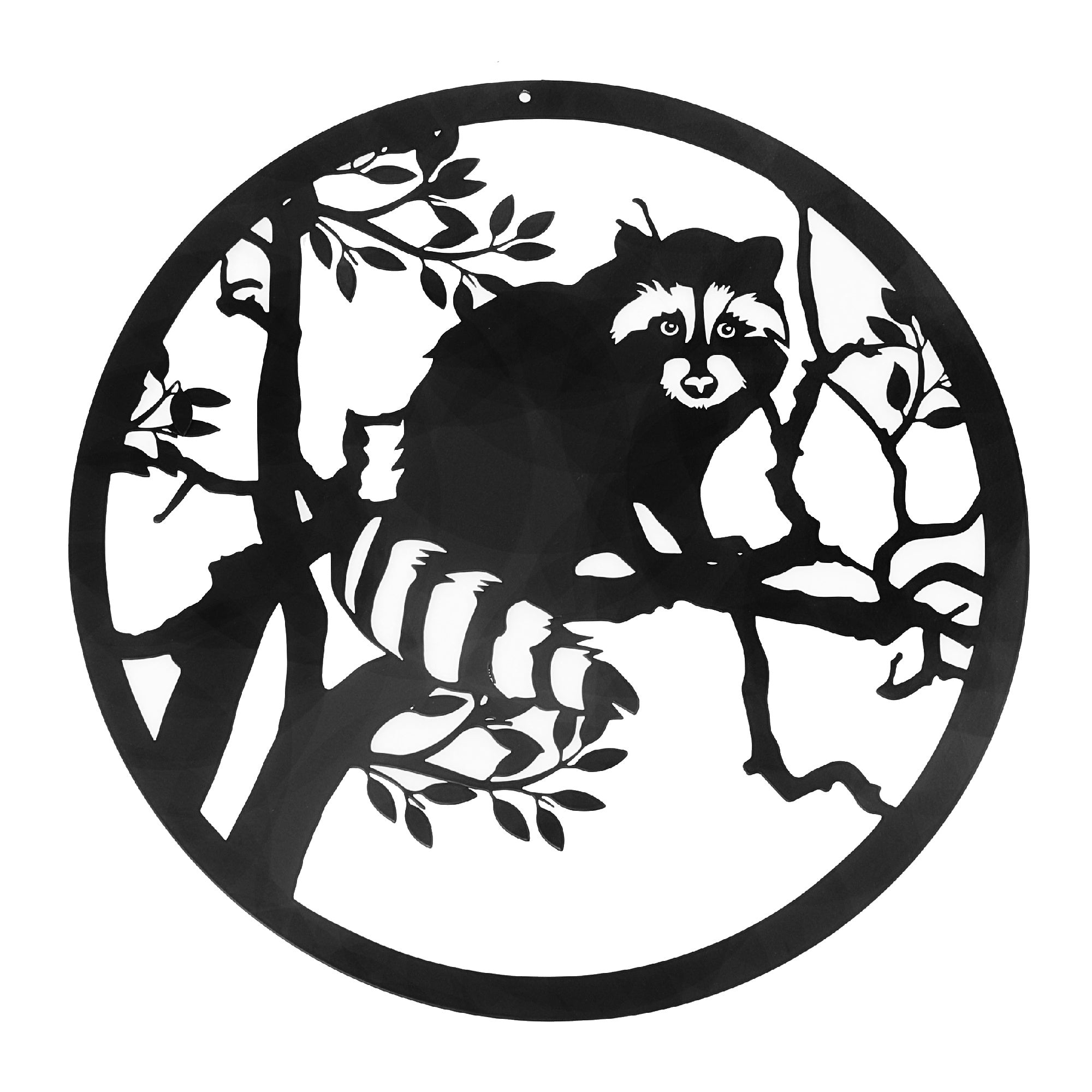 Black Metal Racoon On Tree Wall Decor, Woodland Animal Wall Art