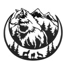 Metal Black Wall Decor Half Moon Wolf