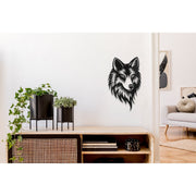 Black Metal Wolf Head Wall Decor, Rustic Wildlife Wall Art