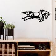 Metal Black Wall Decor Jumping Horse, Black Metal Jumping Horse Wall Decor, Equestrian Accent