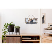 Wooden Lake Wall Decor With Metal Bear On Canoe, Rustic Cabin Lodge Wall Art