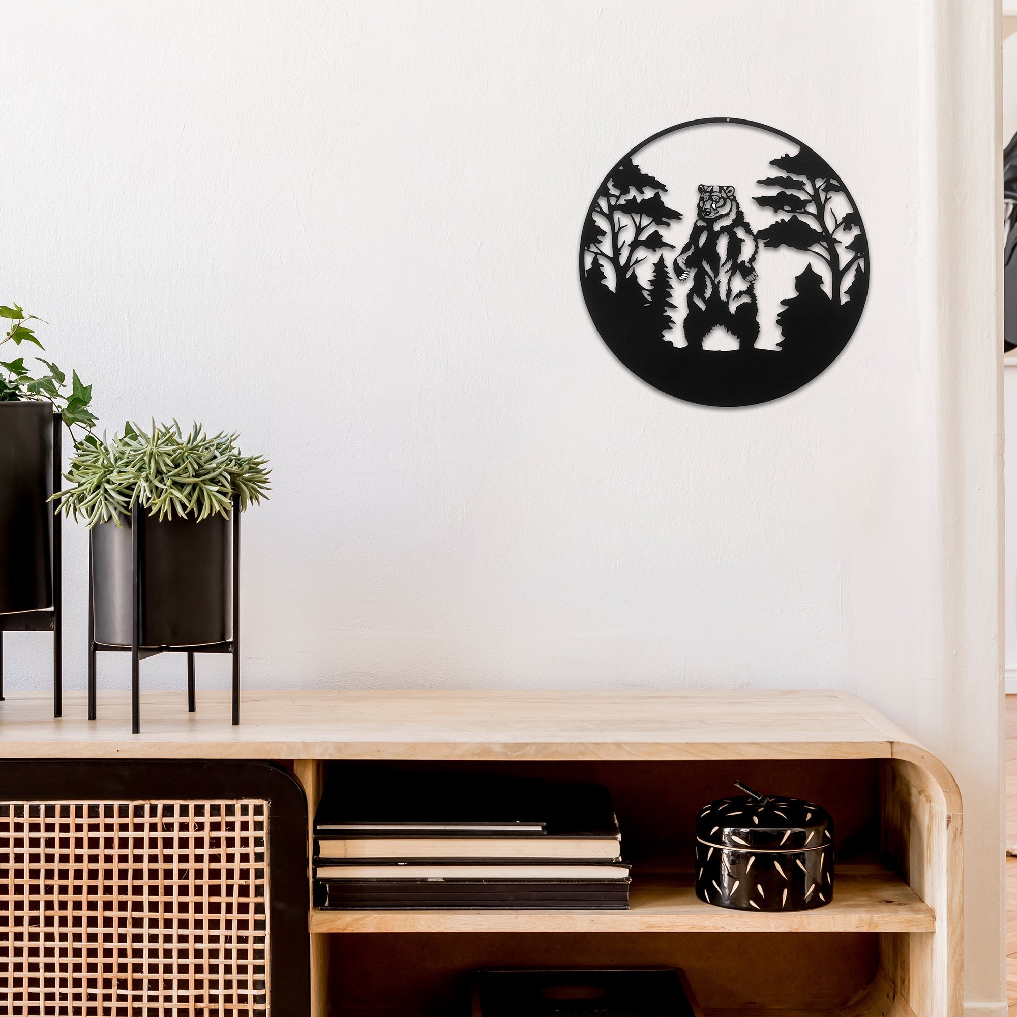 Metal Black Wall Decor Standing Bear, Black Metal Standing Bear Wall Art, Cabin Decor