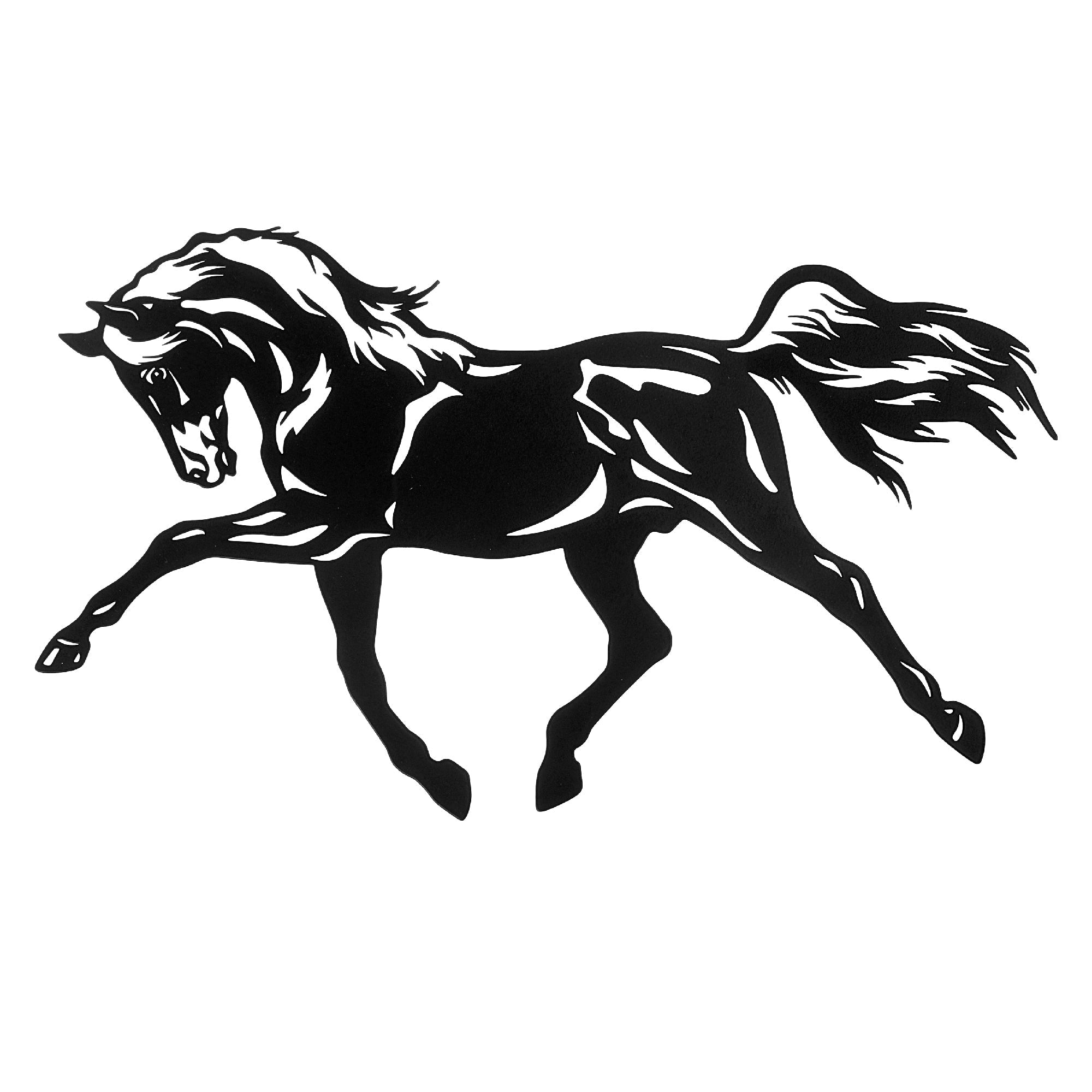 Metal Black Wall Decor Prancing Horse, Black Metal Prancing Horse Wall Decor, Rustic Accent