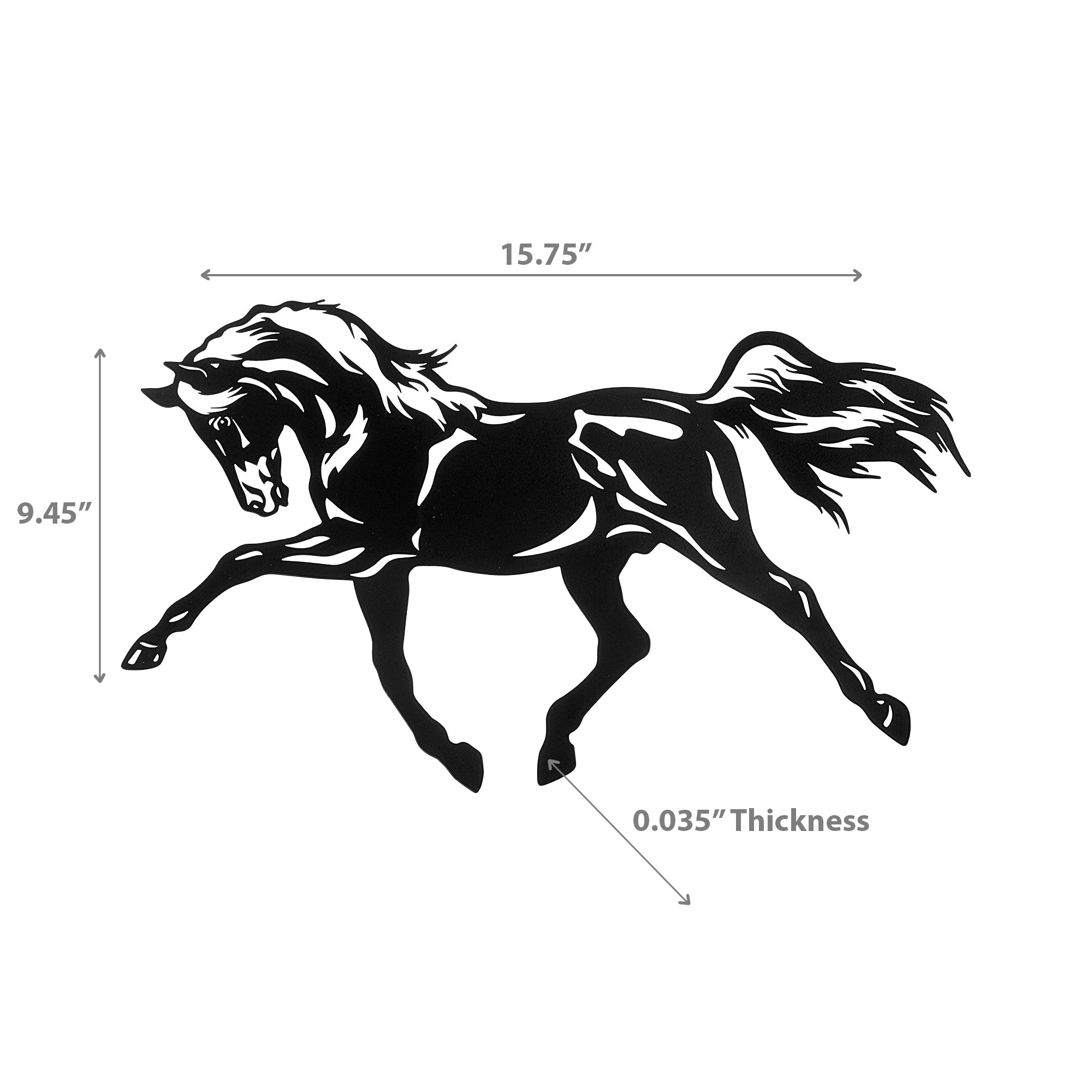 Metal Black Wall Decor Prancing Horse, Black Metal Prancing Horse Wall Decor, Rustic Accent