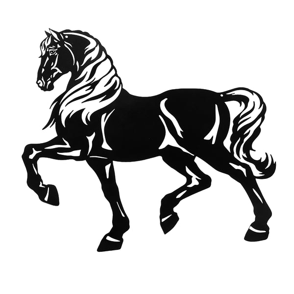 Metal Black Wall Decor  Marching Horse