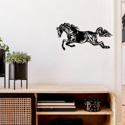 Metal Black Wall Decor Galloping Horse, Black Metal Galloping Horse Wall Art, Equestrian Decor