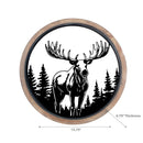 Wood Framed Metal Moose Forest Wall Art