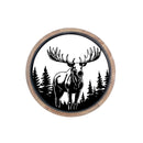 Wood Framed Metal Moose Forest Wall Art