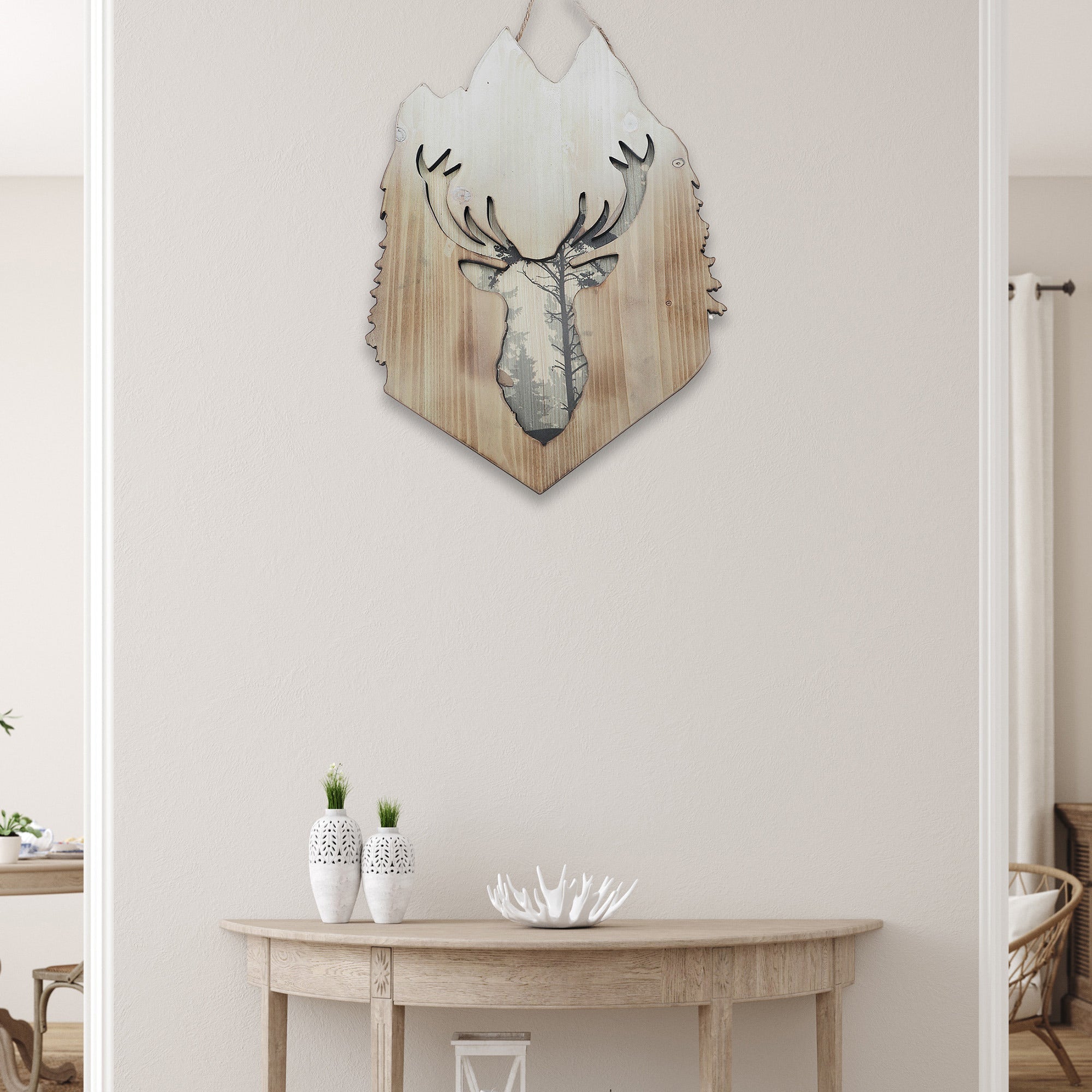 MDF Wall Decor featuring Deer Head Forest Design, Rustic Lodge Wall Accent, Nature Inspired Home Decoration