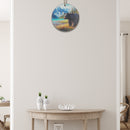 Wooden Round Wall Decorativer Bear Scenic Mountains - Set of 6