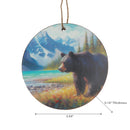 Wooden Round Wall Decorativer Bear Scenic Mountains - Set of 6