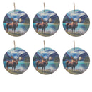 Wooden Round Wall Decorativer Moose Scenic Mountains - Set of 6