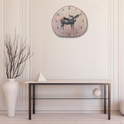 Wooden Wall Clock Moose, Moose Wooden Wall Clock, Lodge Style Home Decor, Rustic Cabin Timepiece