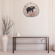 Wooden Wall Clock Bear, Bear Design Wooden Wall Clock, Rustic Cabin Decor, Nature Inspired Timepiece