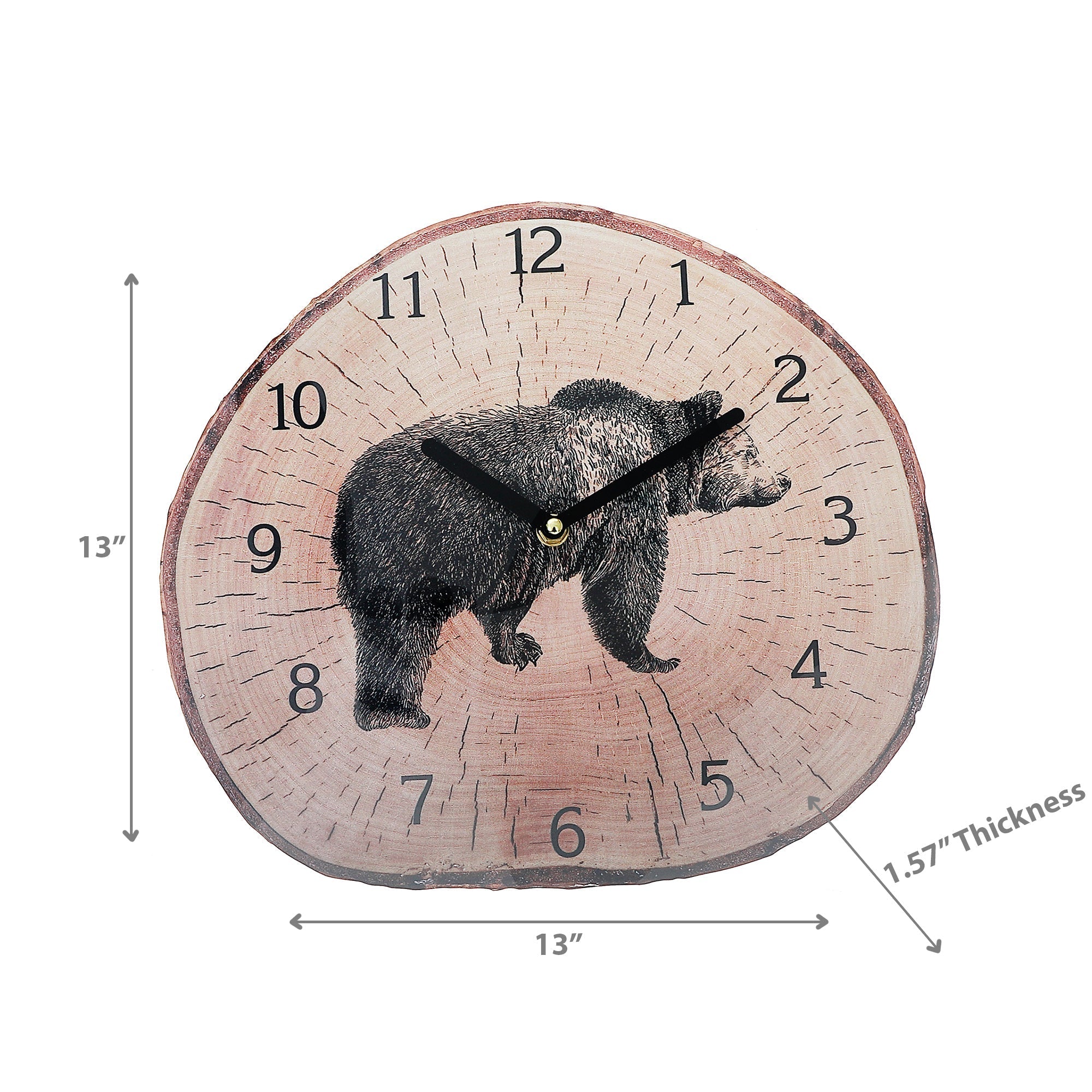 Wooden Wall Clock Bear, Bear Design Wooden Wall Clock, Rustic Cabin Decor, Nature Inspired Timepiece