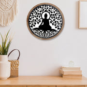Wood Framed Metal Meditation Silhouette Wall Art, Zen Wall Decor, Spiritual Home Accent, Contemporary Meditation Artwork
