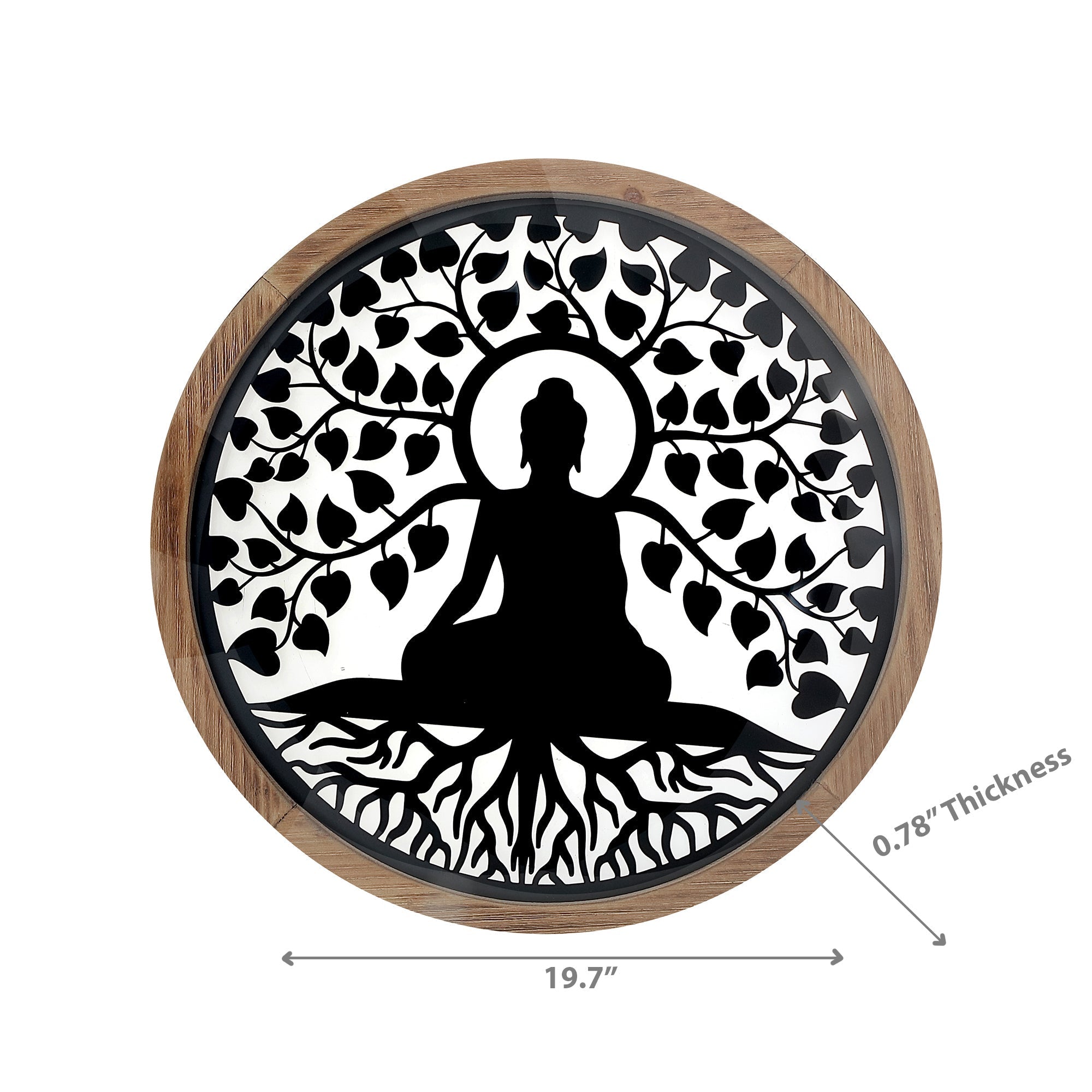 Wood Framed Metal Meditation Silhouette Wall Art, Zen Wall Decor, Spiritual Home Accent, Contemporary Meditation Artwork