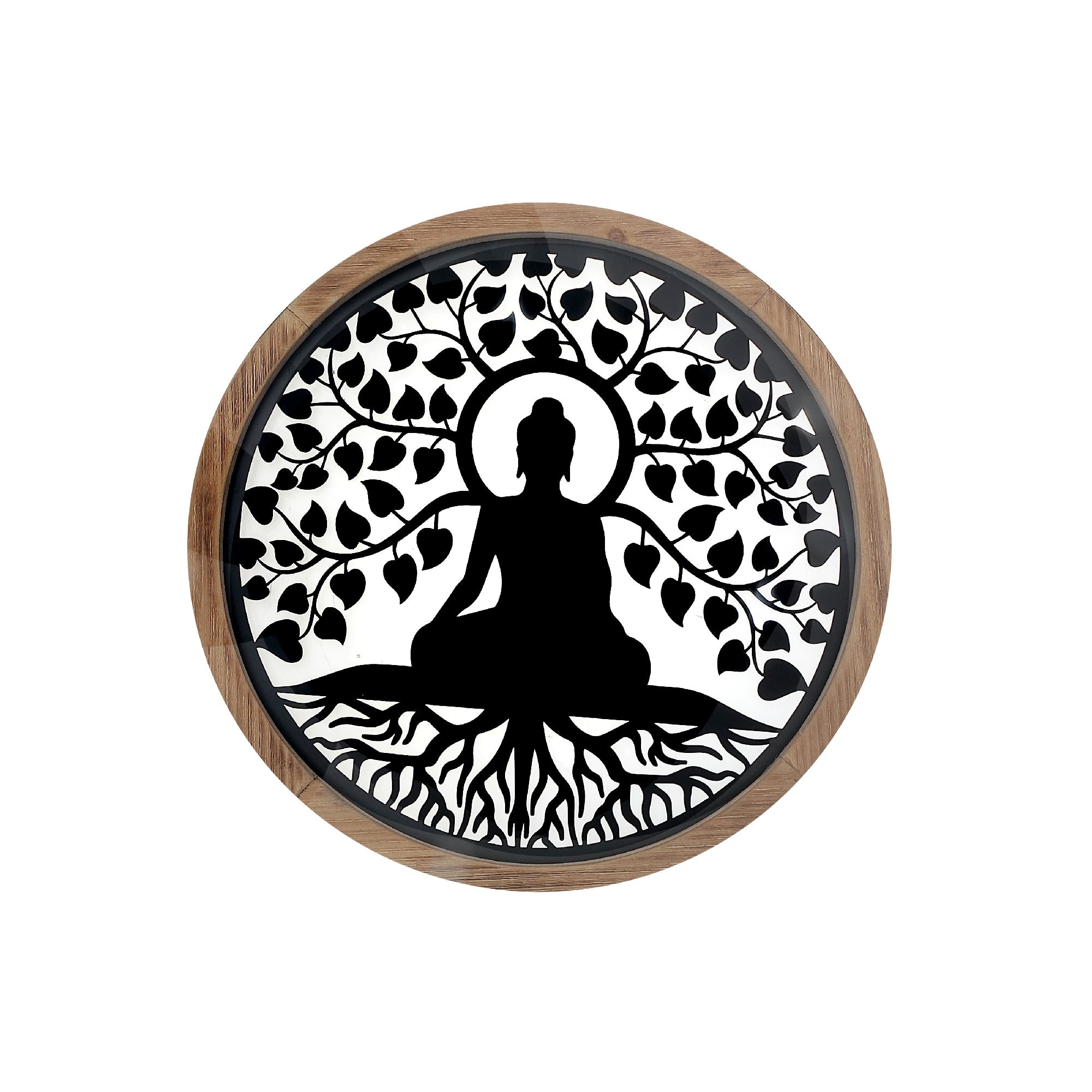Wood Framed Metal Meditation Silhouette Wall Art, Zen Wall Decor, Spiritual Home Accent, Contemporary Meditation Artwork