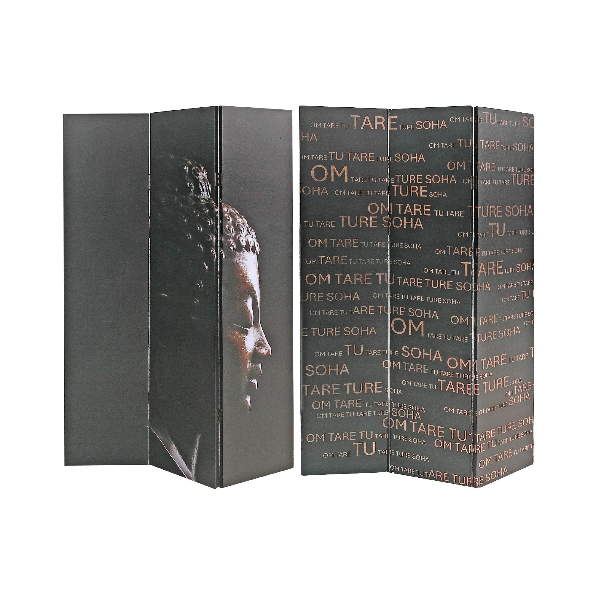 Double Sided Canvas Room Divider Screen Buddha Side View Meditation Yoga Home Decor Panel