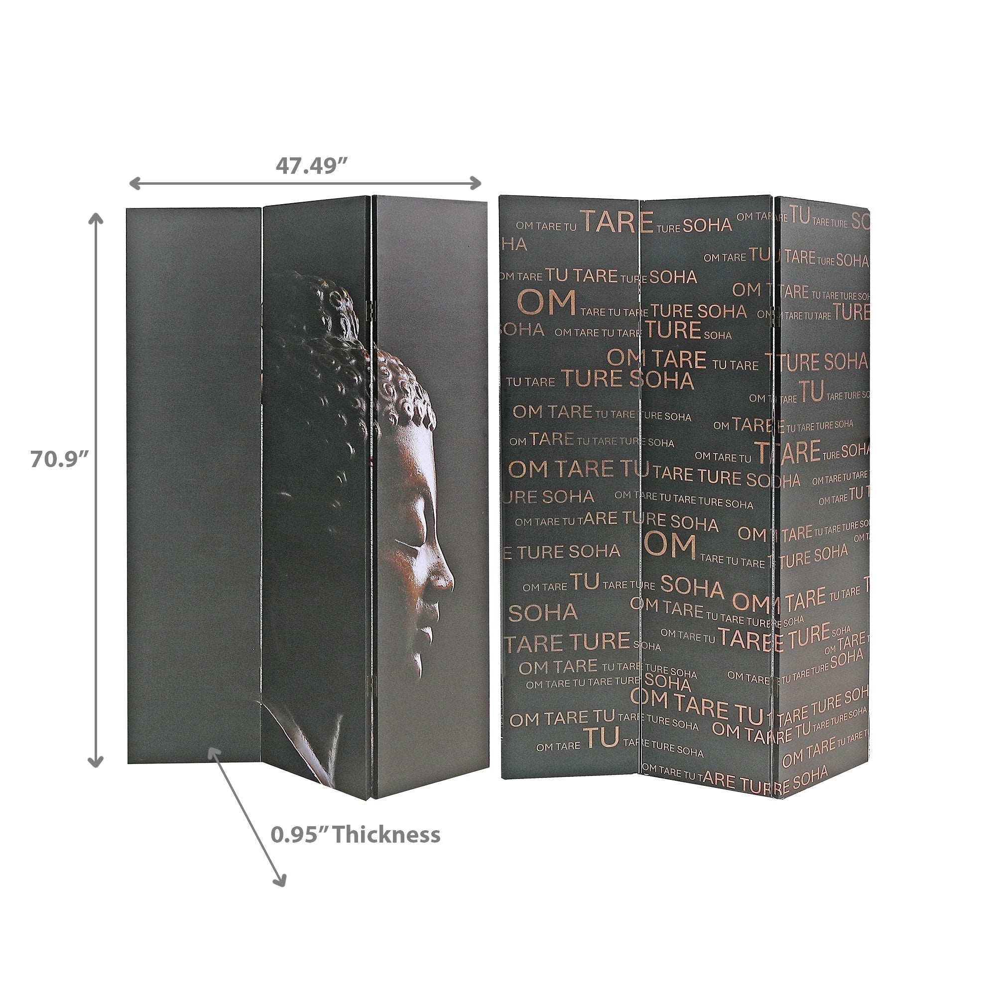 Double Sided Canvas Room Divider Screen Buddha Side View Meditation Yoga Home Decor Panel