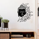 Metal Black Wall Decorativer Buddha Head With Lotus Flowers