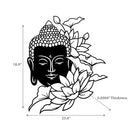 Metal Black Wall Decorativer Buddha Head With Lotus Flowers