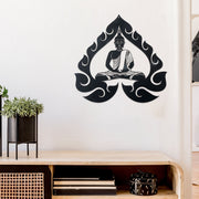 Black Metal Wall Decor with Zen Buddha Design, Meditation Wall Accent, Spiritual Home Decoration, Contemporary Wall Art